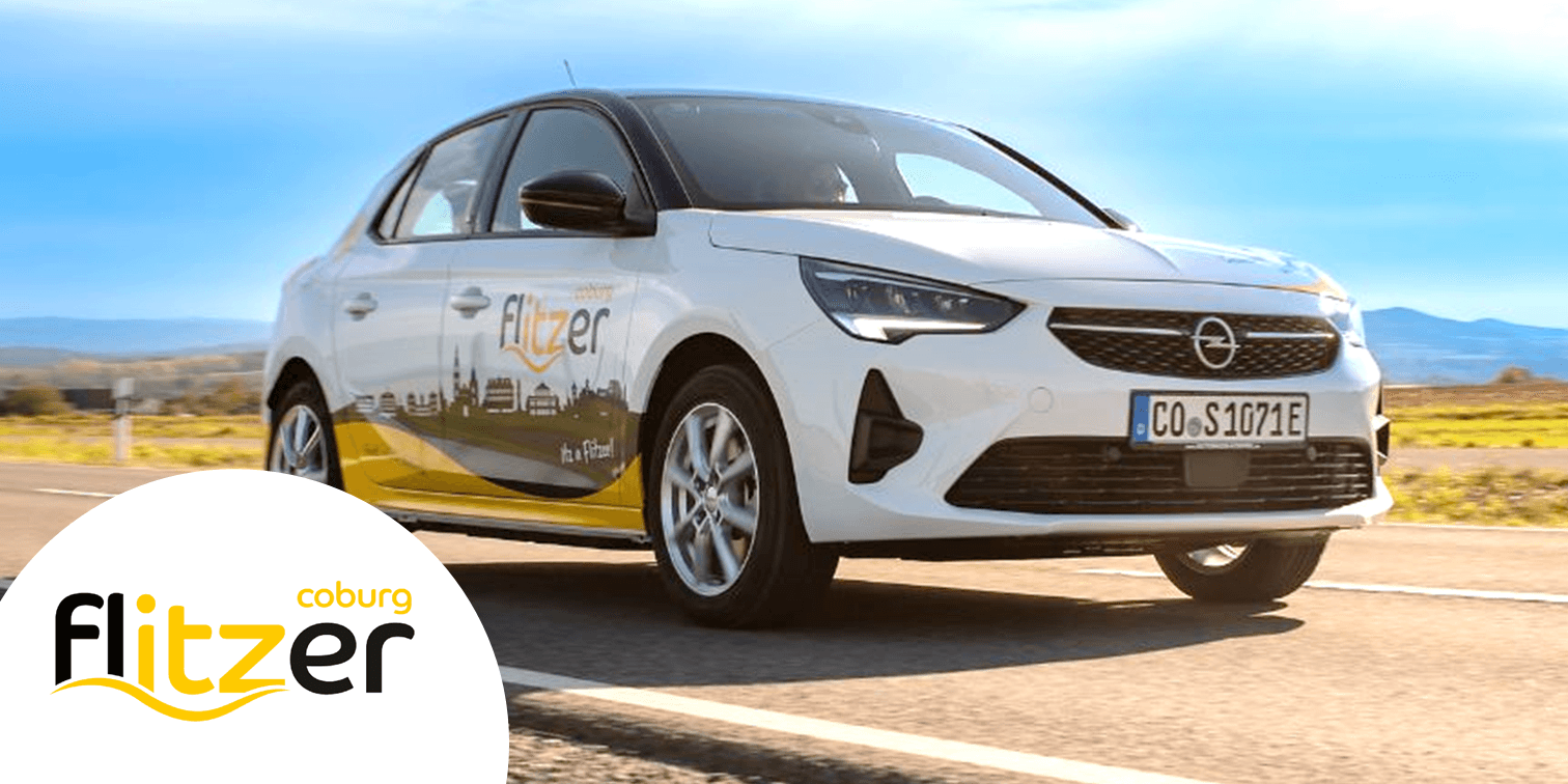 Bild eines weißen Fahrzeuges des Carsharing-Partner von Coburg Flitzer copyright SÜC Energie und H2O GmbH