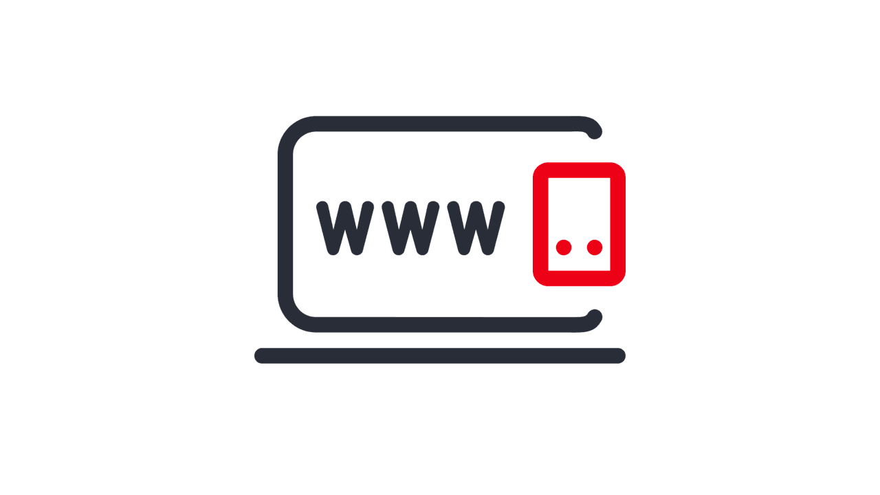 A symbol image shows a black computer screen icon with a red smartphone icon in the right-hand corner, symbolizing the possibility of digital use via app or web portal.