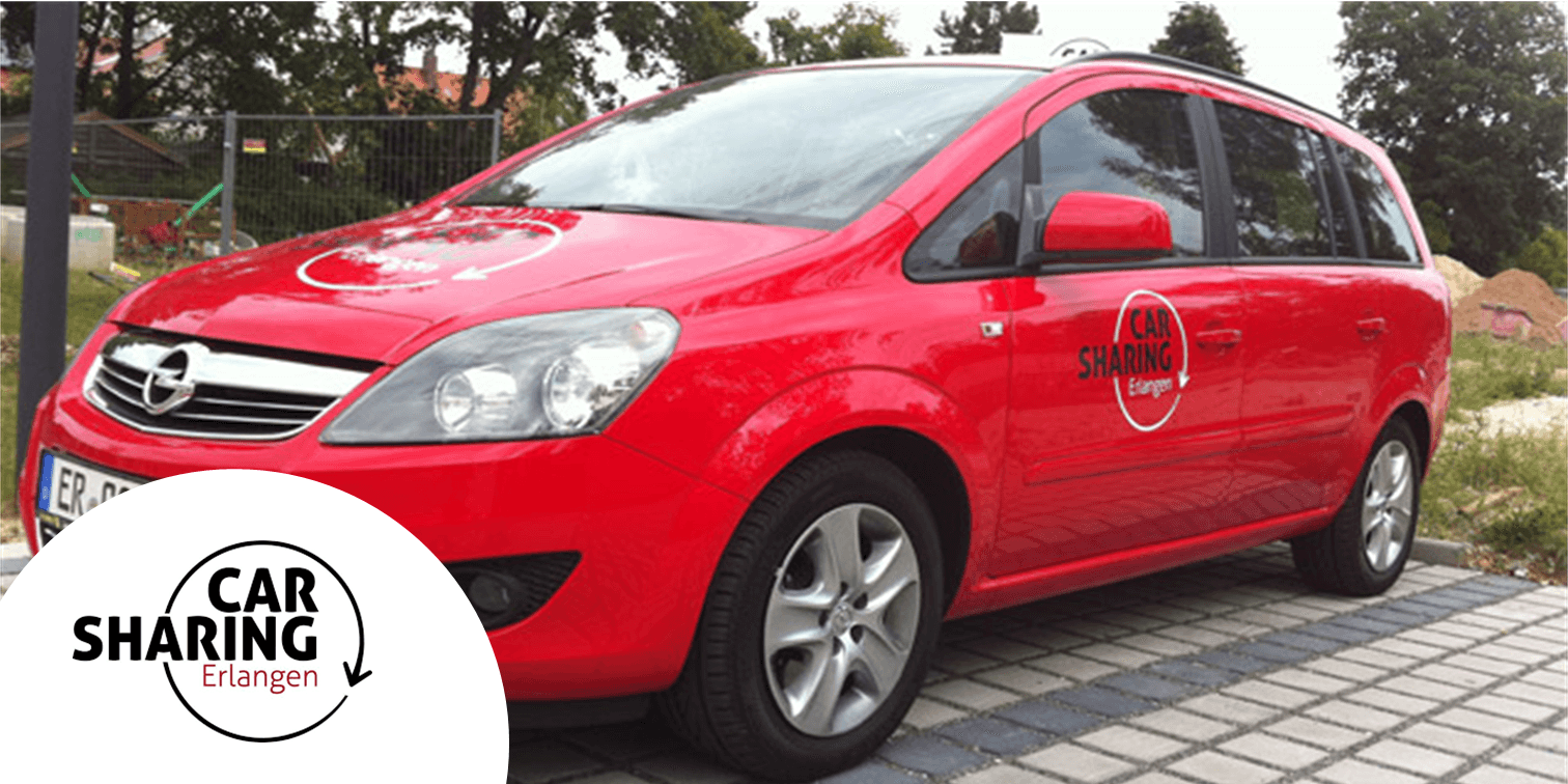 Bild eines roten Fahrzeuges des Carsharing-Partner  von Carsharing Erlangen copyright CarSharing Erlangen e.V.