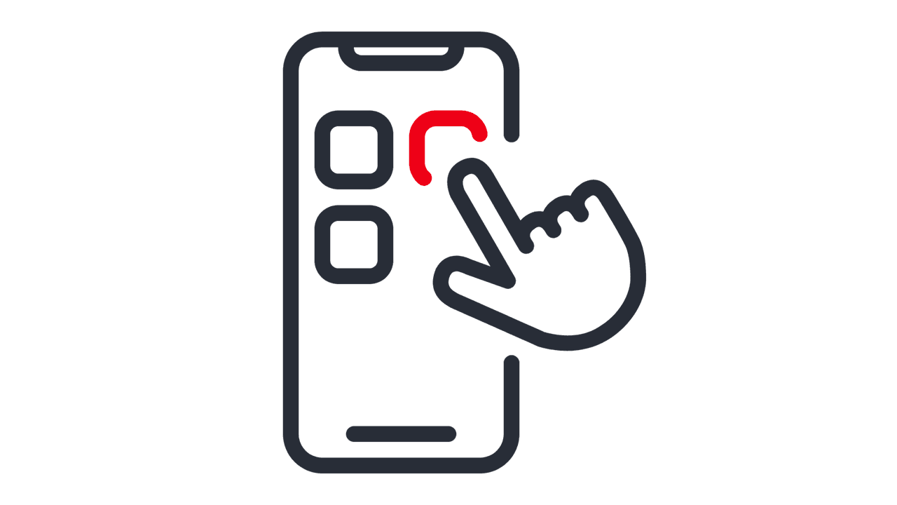 Graphic, shows smartphone where a hand is making a booking with an outstretched index finger.