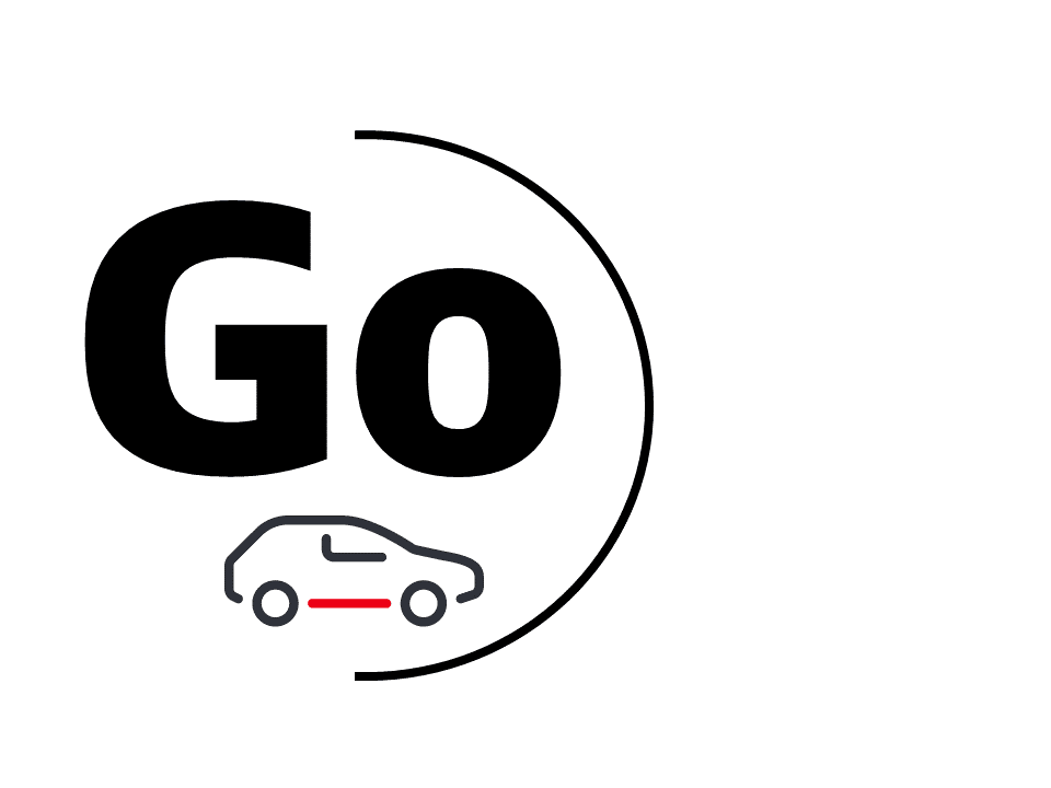 Wort 'Go' neben einem Auto-Symbol in einem stilisierten Design.
