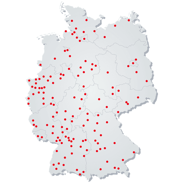 Map with all carsharing locations of the Flinkster network in Germany.