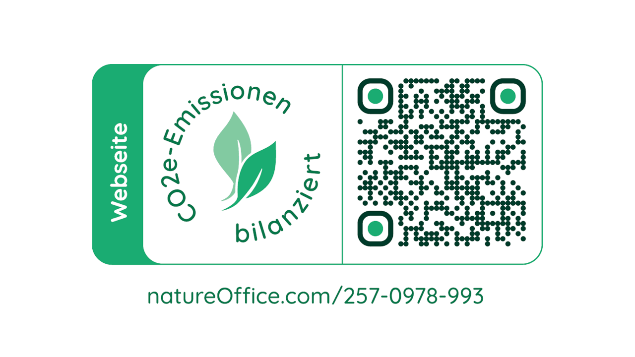 Seal from natureOffice with the label 'climate-neutral website'.